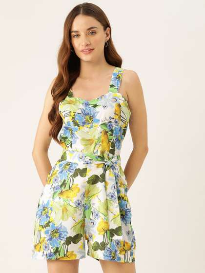 Sleek Italia Printed
                        Waist Tie-Ups Playsuit