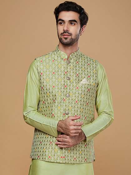 KISAH Woven Design Nehru Jacket