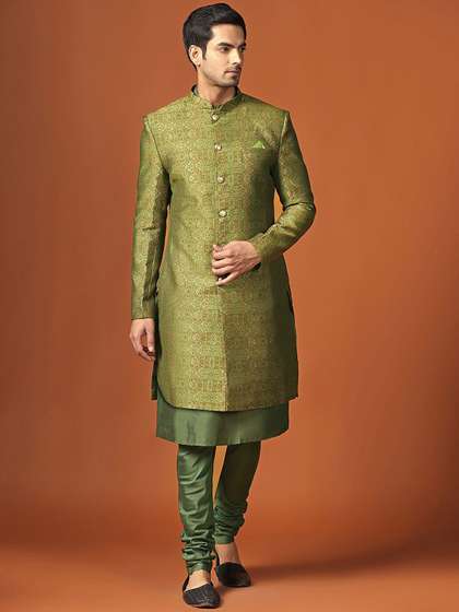 KISAH Men
                        Self-Design Mandarin Collar Kurta Indowestern
                        Sherwani Churidar Set