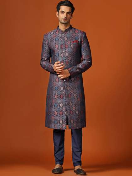 KISAH Men Woven Design
                      Indowestern Sherwani Trouser Set