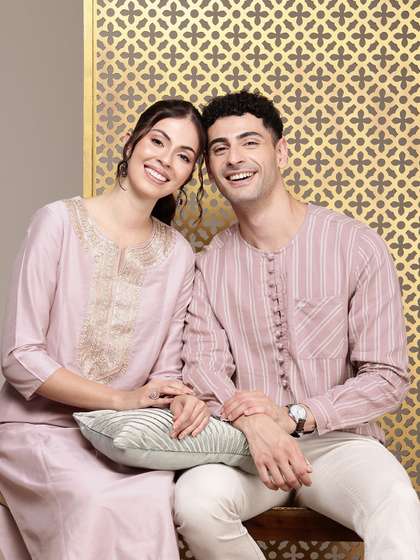 House of Pataudi Cotton Striped Rozana Kurta