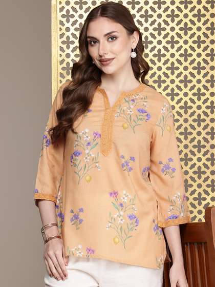 House of Pataudi Jashn Floral Printed Short Kurti