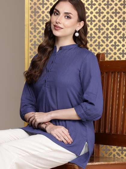 House of Pataudi Pure Cotton A-Line Jashn Short Kurti