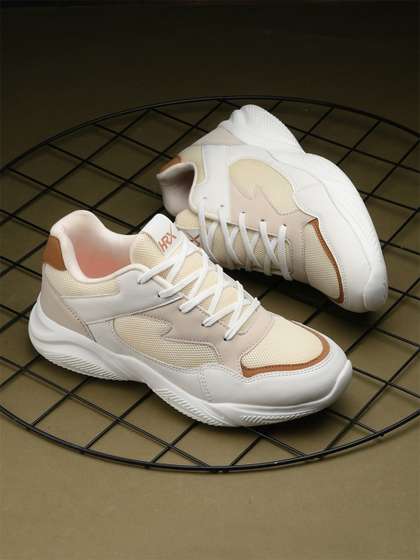 HRX by Hrithik
                        Roshan Men Cream-Coloured Mesh Running Shoes