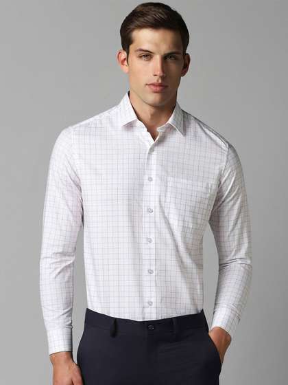 Louis Philippe Slim Fit Grid Tattersall Checked Pure Cotton Formal Shirt