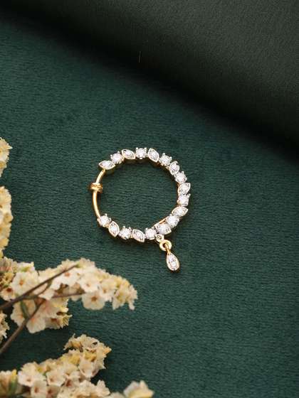 Saraf RS Jewellery
                        Gold-Plated American Diamond Studded Ring
                        Nosepin