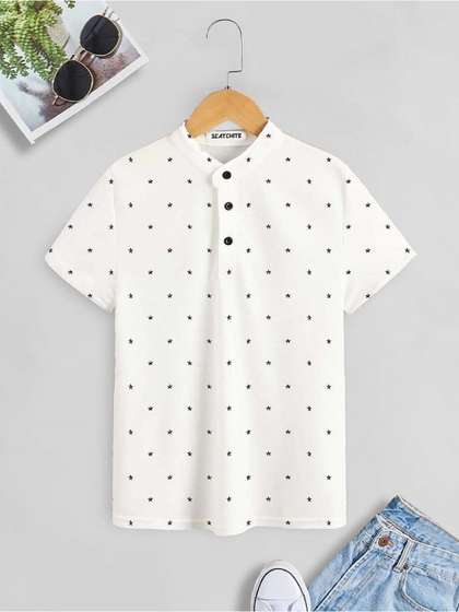 BAESD Boys Geometric Printed Polo Collar Cotton T-shirt