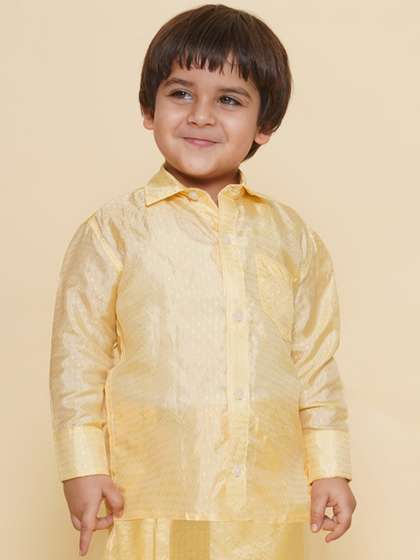 Sethukrishna Boys Self
                      Design Spread Collar Party Shirt