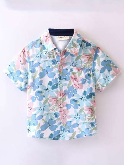CrayonFlakes Boys Floral
                    Printed Short Sleeves Casual Shirt