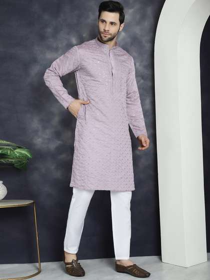 Jompers Mandarin Collar Thread Work Strigth Kurta