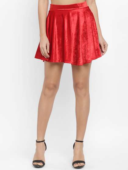 N-Gal Flared Velvet Mini Skirts