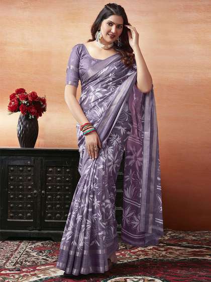 KALINI Floral
                        Printed Zari Saree