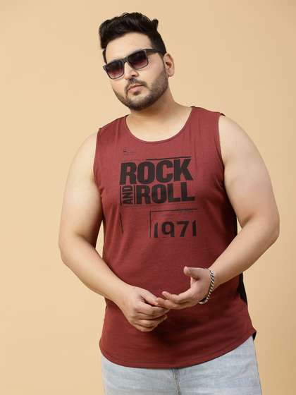Rigo Plus Size &
                        Printed Cotton Sleeveless T-Shirt Vest