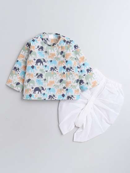 Polka Tots Infants Kids
                    Ethnic Motifs Printed Angrakha Kurta with Dhoti
                    Pants