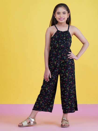 HERE&NOW Girls Printed Shoulder Straps Basic Jumpsuit
