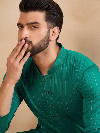 HERE&NOW Men Thread Work Kurta
