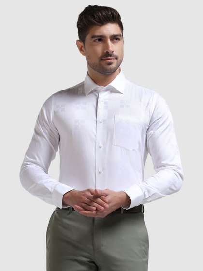 Blackberrys Men Super White Textured Formal Shirt