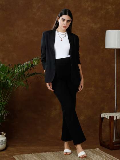 MomToBe Women
                        Relaxed High-Rise Easy Wash Cotton Maternity
                        Trousers
