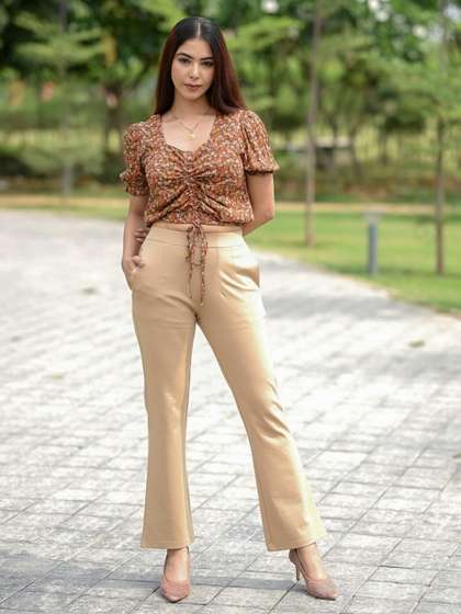 Mlada Women Bootcut
                        Flared Mid Rise Trousers