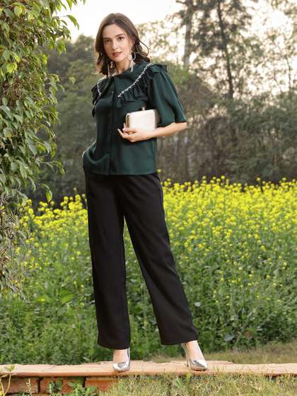 plusS Embellished Shirt Style Top