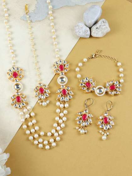 Asthetika Kids Girls
                    Kundan Studded & Beaded Jewellery Set