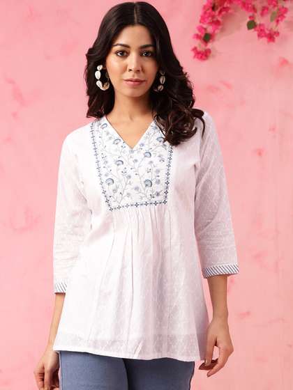 Anouk Floral
                        Embroidered V-Neck Cotton Straight Short
                        Republic Day Kurti