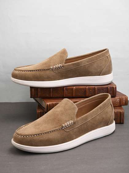 Mast &
                            Harbour Men Round Toe Memory Foam Suede
                            Loafers