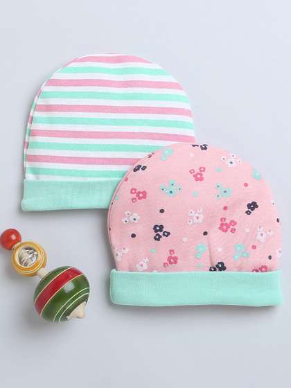 BUMZEE Girls Set Of 2
                    Printed Cotton Beanies