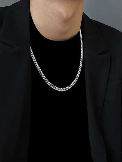 Peora Men Silver-Plated
                    Chain