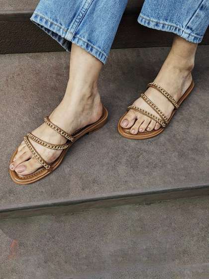 CAI Embellished Open
                        Toe Flats