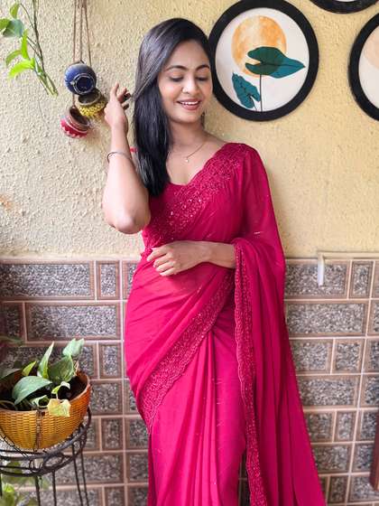 Mitera Striped Embellished Saree