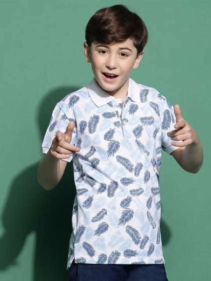 Lil Tomatoes Boys Floral Printed Polo Collar T-shirt