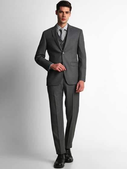 Louis Philippe
                        Self-Design Slim-Fit Single-Breasted Three-Piece
                        Suit