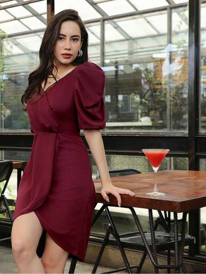 myntra athena elegant balloon puff sleeves bodycon dress reviews Comment dress for link  . . The price is around 410. I just loved the  fabric and the quality according to price. Note: in order to receive the  link please make
