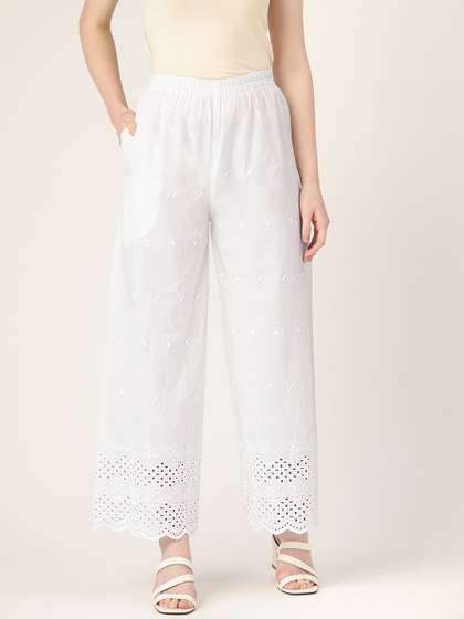 FERANOID Women
                        Floral Embroidered Ethnic Palazzos