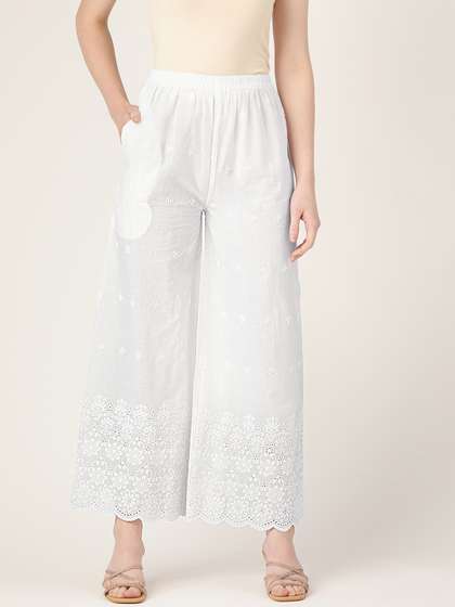 FERANOID Women Floral Embroidered Ethnic Palazzos