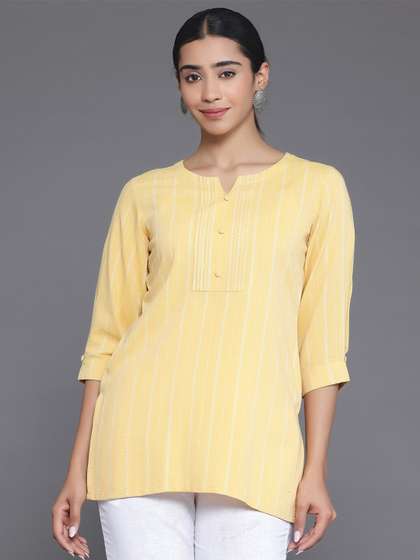 Libas Woven Design Roll-Up Sleeves Kurti