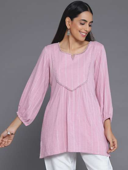Libas Striped Lace Straight Kurti