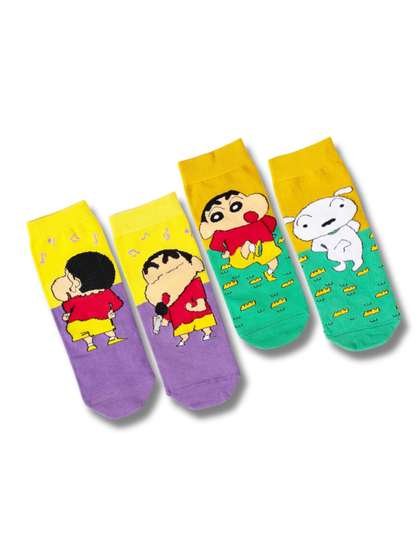 Thela Gaadi Pack Of 2
                    Shinchan Print Ankle-Length Socks