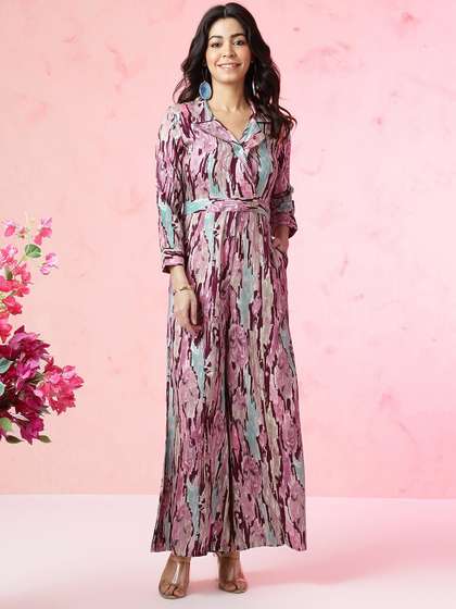 Anouk Shawl Neck
                          Printed Basic Jumpsuit