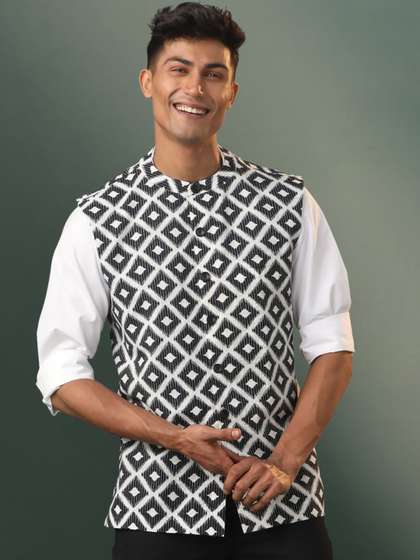 VASTRAMAY Printed Cotton Nehru Jacket