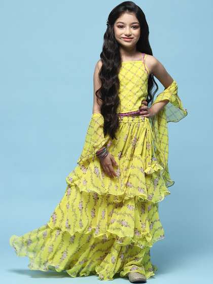 Biba Girls Printed
                          Ready to Wear Lehenga & Blouse With
                          Dupatta