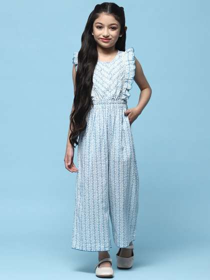 Biba Girls Printed Round
                    Neck Sleeveless Cotton Basic Jumpsuit