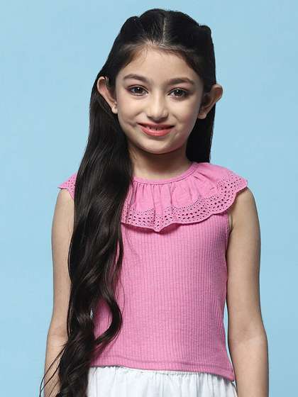 Biba Girls Cotton Round
                    Neck Sleeveless Casual Top