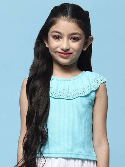 Biba Girls Round Neck
                      Sleeveless Cotton Top