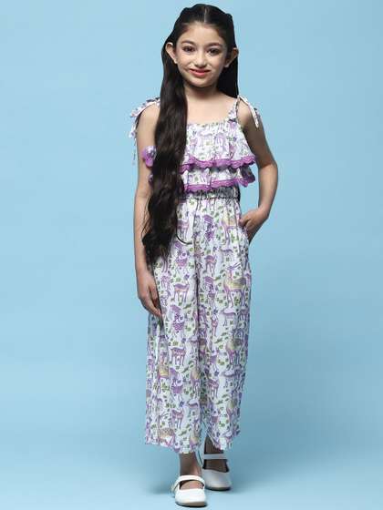 Biba Girls Printed
                    Shoulder Straps Sleeveless Cotton Basic Jumpsuit