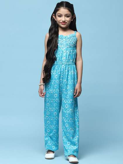 Biba Girls Printed
                    Shoulder Straps Sleeveless Basic Jumpsuit