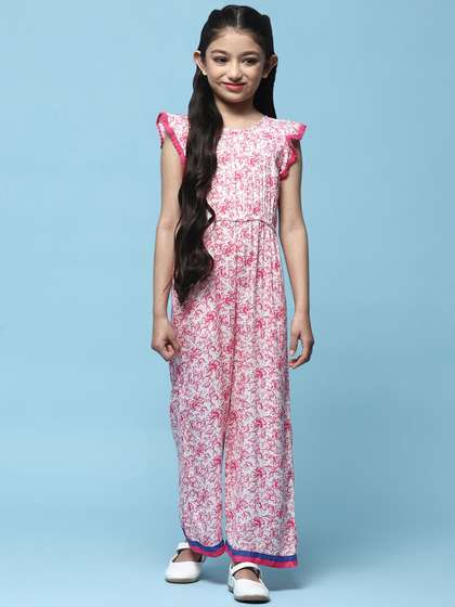 Biba Girls Printed Round
                    Neck Sleeveless Basic Jumpsuit