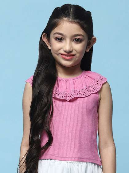Biba Girls Round Neck
                    Sleeveless Cotton Top