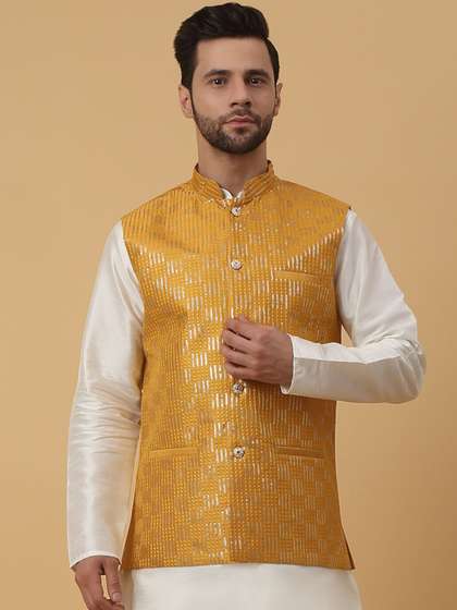 KRAFT INDIA Embroidered Woven Nehru Jacket